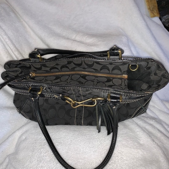 Black Signature “C” Fabric & Leather Coach Satchel - Picture 7 of 16